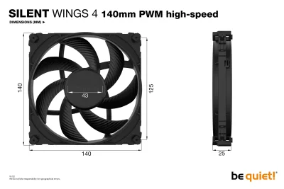 Ventilator be quiet! "SILENT WINGS 4 PWM hs"140mm 1900 rpm, Fluid Dynamic Bearing, 4-pin PWM, , "BL097" (timbru verde 0.18 lei)