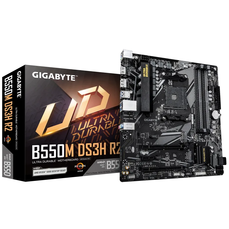 Placa de baza Gigabyte B550M DS3H R2, Socket AM4, DDR4, Micro-ATX