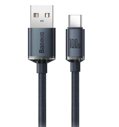 Cablu Baseus Crystal Shine, USB C/ USB A, 2 m, Negru