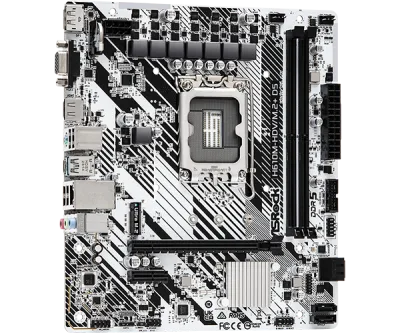 Placa de baza AsRock "H610M-HDV/M.2+ D5", skt. LGA 1700, chipset Intel H610, mATX, 2 x DDR5 max. 96 GB, USB 3.2 gen 1, 4 x SATA, 1 x M.2, PCIe 4.0, HDMI, DisplayPort, VGA, "H610M-HDV/M.2+ D5"