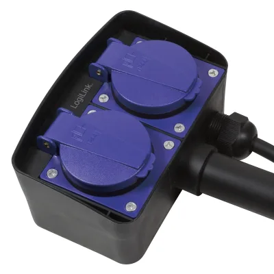 PRELUNGITOR LOGILINK, Schuko x 2, conectare prin Schuko (T), cablu 2 m, 16 A, fara protectie, exterior, negru, "LPS214" (timbru verde 0.18 lei)