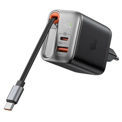 Incarcator Retea Cu Cablu MCDODO FreeGo 1, USB C/ USB A, 65 cm, Negru