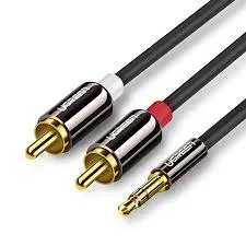 CABLU audio Ugreen, "AV116" stereo 3.5 mm jack (T) la 2 x RCA (T), 1.5m, conectori auriti, negru "10583" (timbru verde 0.18 lei) - 6957303815838