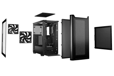 CARCASA be quiet "PURE BASE 501", middle tower, gaming, fara sursa, suporta 6xfan, 2xfan inclus, PSU shroud, USB Type-C x 1, USBx2, audio+mic, 7 sloturi expansiune, negru, "BGW74" (timbru verde 0.16lei)