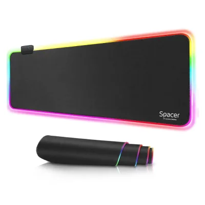 Mousepad Gaming SPACER SP-PAD-GAME-RGB-B, 900 x 300 mm, Negru