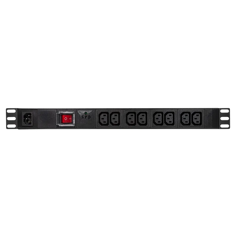 PDU LOGILINK 1U pt. rack 19 inch, 8 prize IEC, intrare IEC, max 10 A, protectie supratensiune, ON/OFF, IP20, negru, "PDU8A02" (timbru verde 0.8 lei)