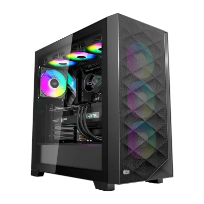 CARCASA PCCOOLER, Middle Tower, ATX, fara sursa, sticla securizata, 3 ventilatoare incluse, iluminare ARGB, negru, USB 3.2 gen 2 x 2, mic, audio, "C3D510 ARGB BK"