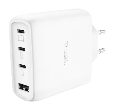 Incarcartor Trust Maxo 65W 4-Port, tehnologie incarcare auto-detect, USB-C, Quick Charge 3.0, Quick Charge 4+, USB PD 3.2 + PPS + SPR-AVS, lungime cablu 2m, alb