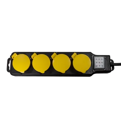 PRELUNGITOR LOGILINK, Schuko x 4, conectare prin Schuko (T), cablu 1.5 m, 16 A, protectie stropire cu apa, negru/ galben, "LPS254" (timbru verde 0.18 lei)