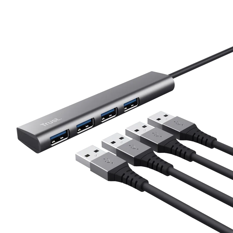 Hub USB Trust Halyx USB-A, 4 porturi, Argintiu