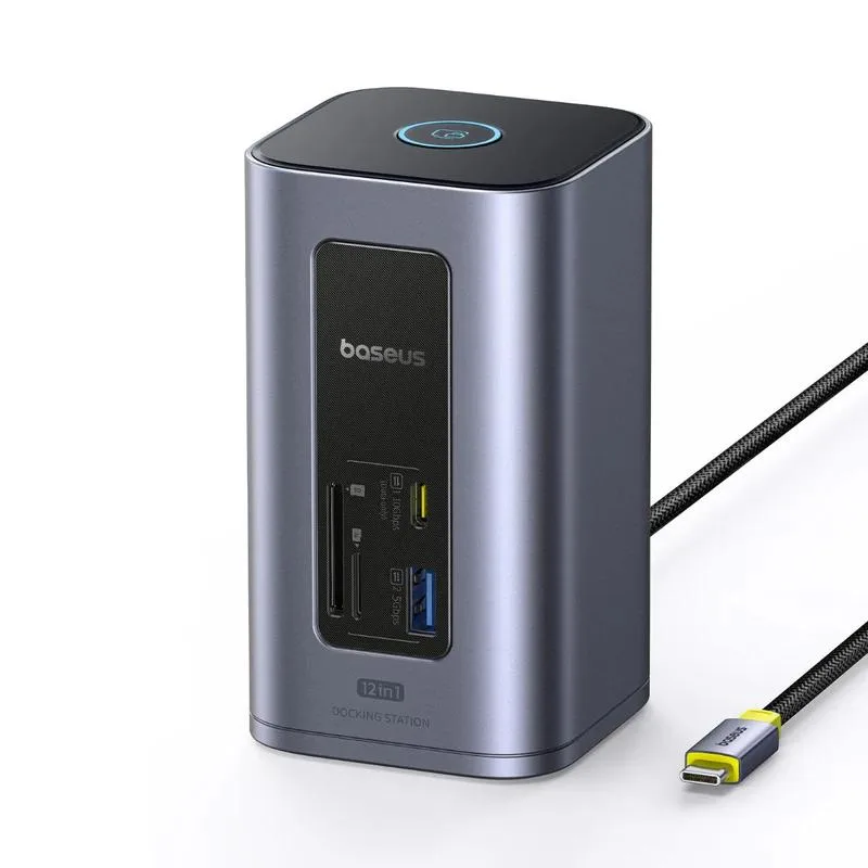 DOCKING STATION Baseus Spacemate RD1 12 in 1, input USB Type-C, output 2xHDMI 4K@60Hz, 2xUSB-C (10Gbps), 2xUSB-A (5Gbps), 2xUSB, 1xRJ45, card reader SD/micro SD, 1XUSB-C (PD), gri "B00568103813-00" (timbru verde 0.18 lei) - 6932172687137