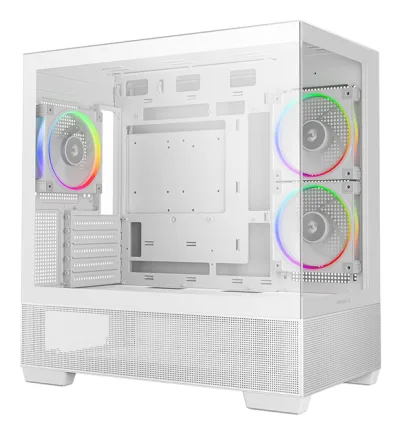 CARCASA DeepCool "CG380 Wh", middle tower, gaming, fara sursa, suporta 9xfan, 3xfan inclus, PSU shroud, USB Type-C x 2, USB 3.2 gen 1 x 2, audio+mic, 5 sloturi expansiune, alb, "R-CG380-WHAGM3-G" (timbru verde 0.24lei)