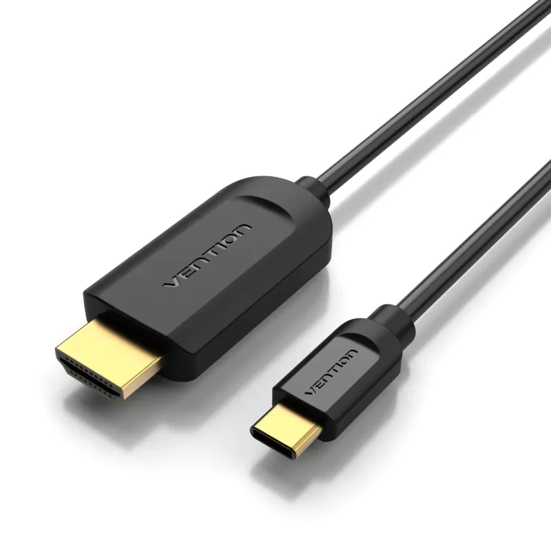 Cablu video Vention, USB Type-C(T) la HDMI(T), 1.5m, rezolutie maxima 4K la 30Hz, conectori auriti, cupru, invelis PVC, negru, "CGUBG" (timbru verde 0.18lei) - 6922794742062