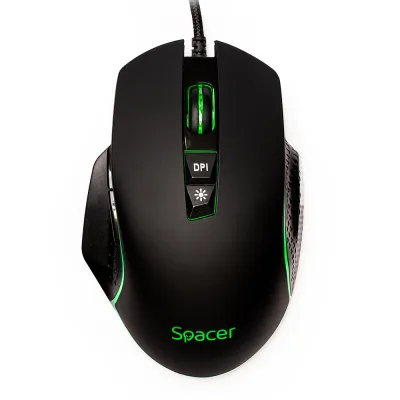 MOUSE Spacer - gaming, gaming, cu fir, USB, optic, 8.000 DPI, butoane/scroll 7/1, iluminare RGB, negru, "SPGM-PULSAR-SPEED" (timbru verde 0.18 lei)