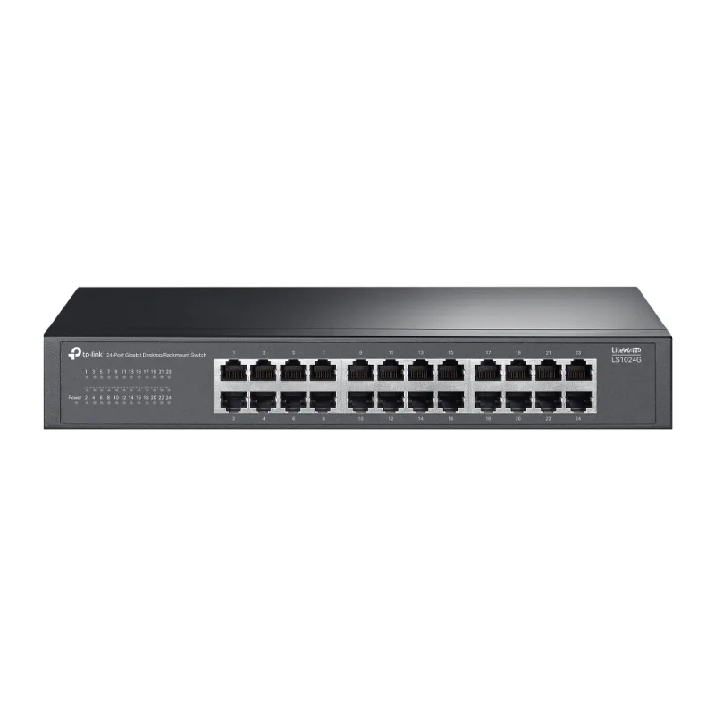 LiteWave 24-Port Gigabit Switch PORT: 24× Gigabit RJ45 Ports SPEC: 1U 13-inch Rack-mountable Steel Case FEATURE: Plug and Play
