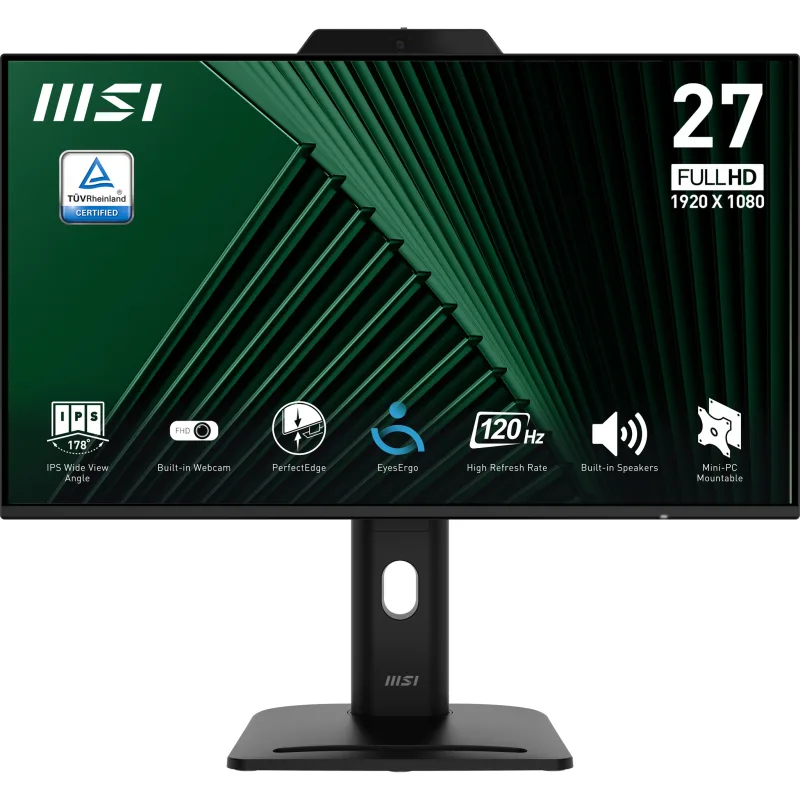 MSI PRO MP272PMG 27inch IPS FHD WebCam 120Hz 300cd/m2 1ms D SUB HDMI DP USB 2.0 Speakres Pivot "PRO MP272PMG" (timbru verde 7 lei)