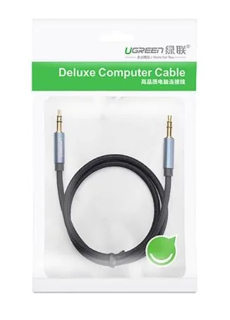 CABLU audio Ugreen, "AV112" stereo (3.5 mm jack T/T), conectori auriti, 1.5m, braided, albastru "10686" (timbru verde 0.18 lei) - 6957303816866