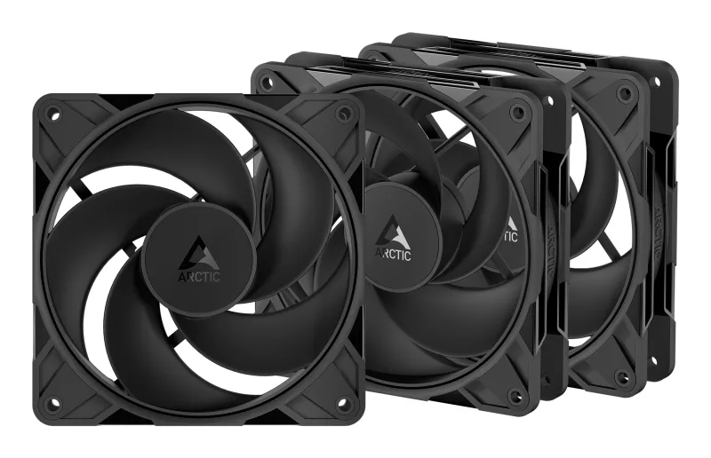 Set 3 ventilatoare Arctic "P12 Pro Reverse - 3 Pack", 120mm, 500 - 3000 RPM, FDB, 73 cfm, 4-Pin Fan Plug + 4-Pin Socket, negru, "ACFAN00332A" (timbru verde 0.54lei)