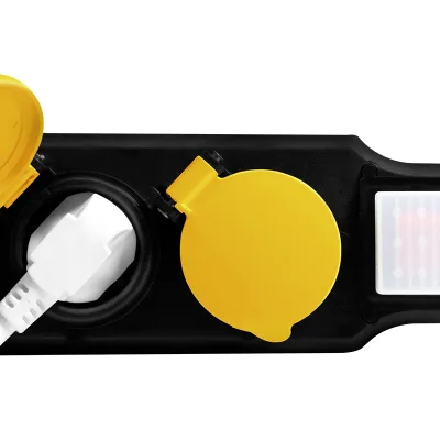 PRELUNGITOR LOGILINK, Schuko x 4, conectare prin Schuko (T), cablu 1.5 m, 16 A, protectie stropire cu apa, negru/ galben, "LPS254" (timbru verde 0.18 lei)