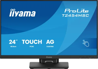 IIYAMA Monitor Touch T2454MSC-B3AG 24" InCell PCAP 10pt touchscreen monitor featuring IPS panel technology, Anti-Glare coating and a flexible stand "T2454MSC-B3AG" (timbru verde 7 lei)