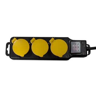 PRELUNGITOR LOGILINK, Schuko x 3, conectare prin Schuko (T), cablu 1.5 m, 16 A, protectie stropire cu apa, negru/ galben, "LPS253" (timbru verde 0.18 lei)