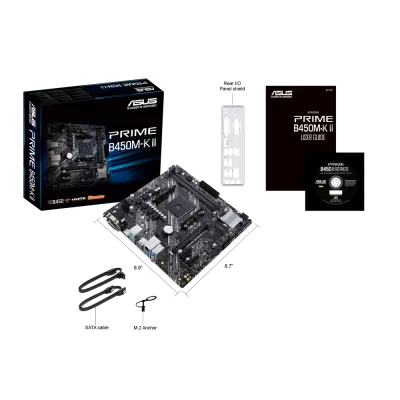 Placa de baza ASUS Prime B450M-K II, Socket AM4, DDR4, Micro-ATX