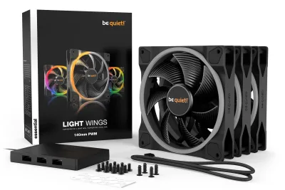 Set 3 ventilatoare be quiet! "LIGHT WINGS"140mm 1500 rpm, Rifle bearing, 4-pin PWM, ARGB LED, "BL078" (timbru verde 0.54 lei)