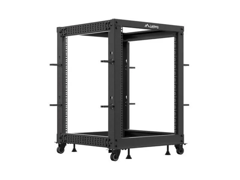 Rack deschis 19" 15U, 600x600–1100 reglabil, negru