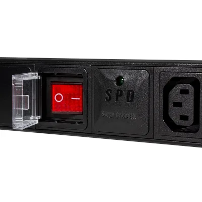 PDU LOGILINK 1U pt. rack 19 inch, 8 prize IEC, intrare IEC, max 10 A, protectie supratensiune, ON/OFF, IP20, negru, "PDU8A02" (timbru verde 0.8 lei)