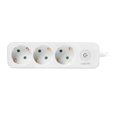 PRELUNGITOR LOGILINK, Schuko x 3, cablu 3G 1.5mm2, 230 V/16 A, 50 Hz, max. 3600 W, buton intrerupator iluminat, IP20, 1.5m, alb "LPS244" (include TV 0.80lei)