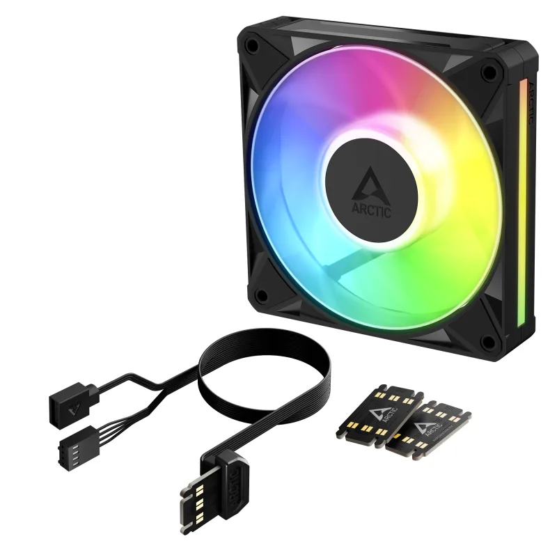Ventilator Arctic "BioniX P12 A-RGB", 120mm, 450 - 3000 RPM, FDB, 76 cfm, 4-Pin PWM | 3-pin ARGB, negru, "ACFAN00335A" (timbru verde 0.18lei)