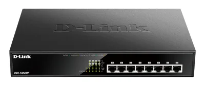 SWITCH PoE D-LINK  8 porturi Gigabit (8 PoE+), IEEE 802.3af/at, carcasa metalica, rackabil, "DGS-1008MP"(timbru verde 2 lei)