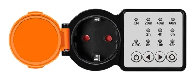 PRELUNGITOR LOGILINK, Schuko x 1, 230 V/16 A, 50 Hz, max. 3500 W, timer, 4 butoane operare, IP44, negru-portocaliu, "ET0015" (timbru verde 0.18 lei)