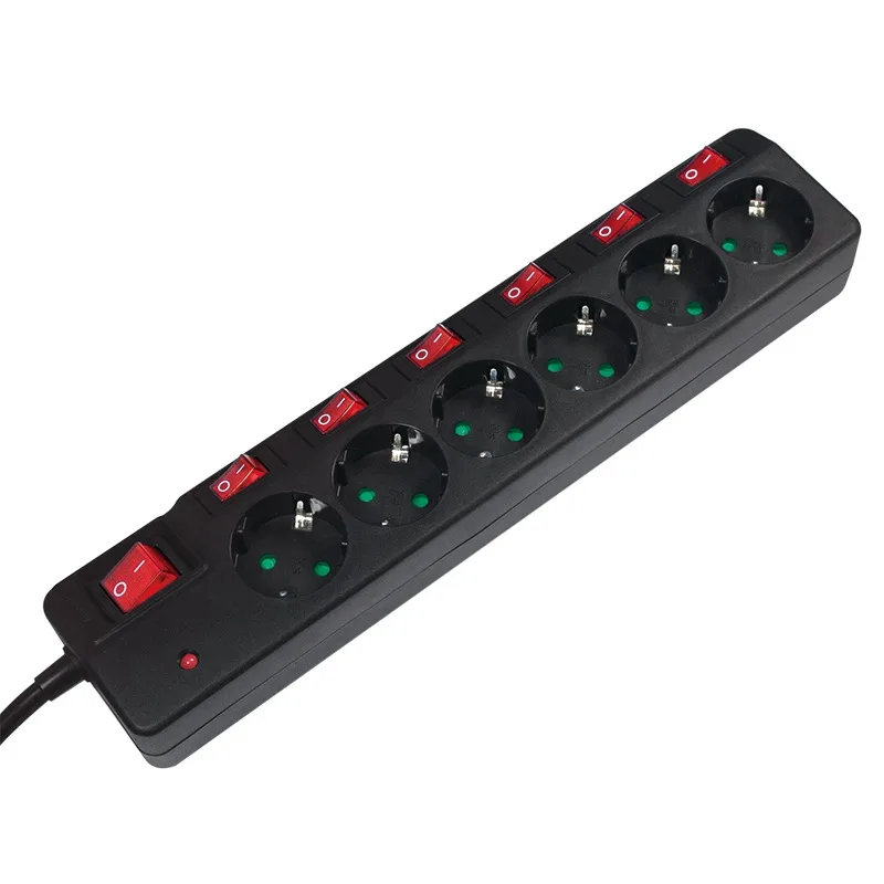 PRELUNGITOR LOGILINK, Schuko x 6, conectare prin Schuko (T), cablu 1.5 m, 16 A, protectie supratensiune, protectie copii, negru, "LPS233" (timbru verde 0.18 lei)