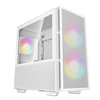 CARCASA DeepCool "CH360 WH", Mini Tower, ATX, fara sursa, 3xfan, USB 3.2 gen 1 x 1, USB 2.0 x 2, audio, PSU shroud,4 sloturi expansiune,iluminare ARGB,alb "R-CH360-WHAPE3-G-1" (timbru verde 0.24lei)