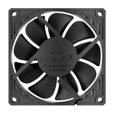 Ventilator Arctic "P8 Slim PWM", 80mm, 300-3000 RPM, FDB, 22.5 cfm, 4pin conector + 4 pin socket, negru, "ACFAN00295A" (timbru verde 0.18lei) - 4895213704199