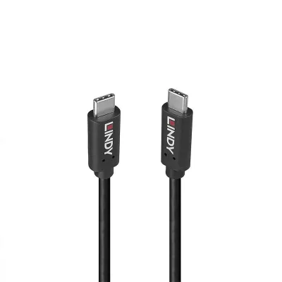 Cablu Lindy 1.5m USB 3.2 Type-C to Type-C (tata - tata), Black Line, Supported Bandwidth: 20Gbps, 100W PD, negru