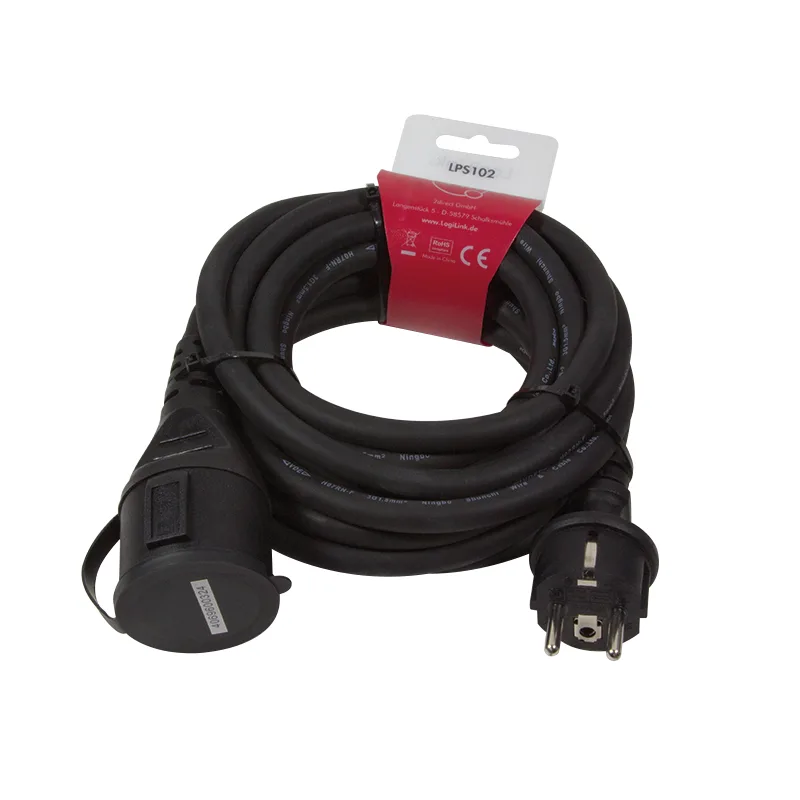 Cablu de alimentare prelungitor, Schuko, 5m, 3x1.5mm2, 250V / 16A, black, Logilink "LPS102" (timbru verde 0.18 lei)