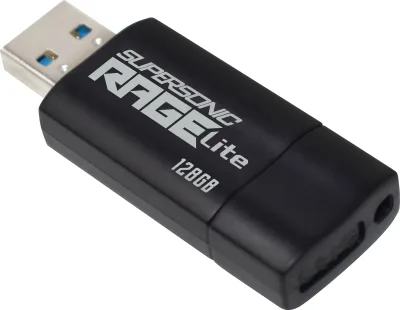 MEMORIE USB 3.2 PATRIOT Supersonic Rage Lite, 128 GB, protectie slide, negru, "PEF128GRLB32U" (timbru verde 0.03 lei)