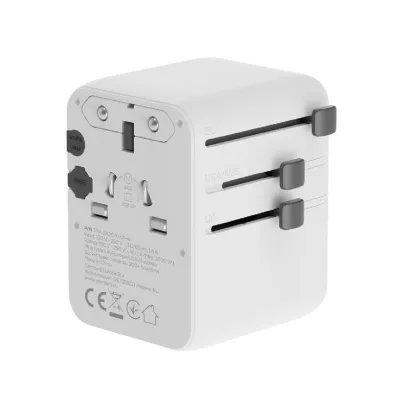 ADAPTOR GEMBIRD, universal, conectori: US/UK/EU/AU, 2x USB Type-C PD 70W, 2x USB-A 15W, siguranta 10A, max. 2500W, alb, "TPA-2A3C70-01-W" (timbru verde 0.8 lei)
