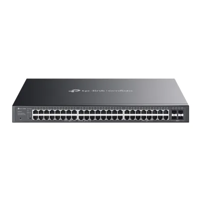Omada 52-Port Gigabit Smart Switch with 32-Port PoE+ PORT: 48× Gigabit Ports (32×PoE+ and 16× Non-PoE), 4× Gigabit SFP Slots SPEC: 32× 802.3at/af, 230 W PoE Power, 1U 19-inch Rack-mountable Steel Case, Fanless FEATURE: Integration with Omada SDN