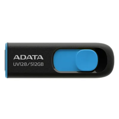 MEMORIE USB 3.2 ADATA 512 GB, retractabila, carcasa plastic, negru / albastru, "AUV128-512G-RBE" (timbru verde 0.03 lei)