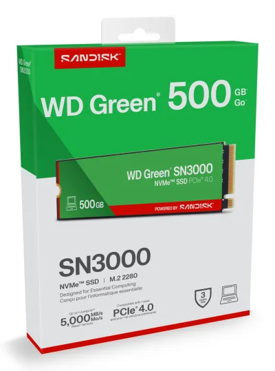 SSD PCIE G4 M.2 NVME 500GB/GREEN SN3000 WDS500G4G0E WDC "WDS500G4G0E"