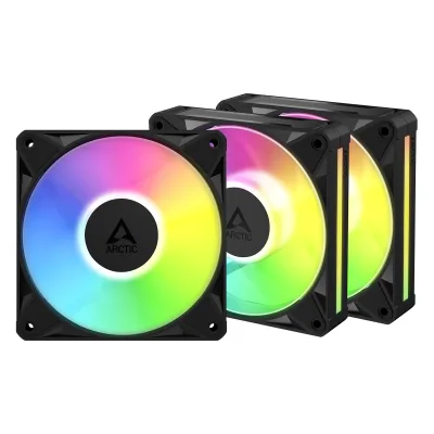 Set 3 ventilatoare Arctic "BioniX P14 A-RGB", 140mm, 450 - 3000 RPM, FDB, 76 cfm, 4-Pin PWM | 3-pin ARGB, negru, "ACFAN00341A" (timbru verde 0.54lei)