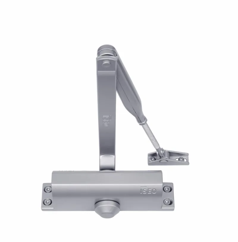 AMORTIZOR HIDRAULIC DE USA ISEO ARGINTIU 37L100003; Forță de inchidere: EN 2/3/4 selectabila pentru usi cu latimea de până la 1.100 mm (forta fixa EN 3 în configurație cu brațe paralele pentru uși cu lățimea de până la 950 mm); Dimensiune selectabila prin