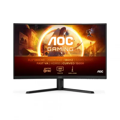 Monitor Gaming AOC CQ32G4VE, 31.5", 2560 x 1440 pixeli, Black Grey, 3 ani Garantie