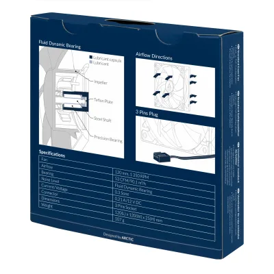 VENTILATOR ARCTIC PC, F12 , 120x120x25mm, low noise FD bearing, Black, "ACFAN00201A"