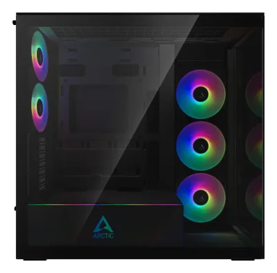 CARCASA Arctic "Xtender Mirror BK", mid tower, max 8xfan, 3xP14 ProR ARGB si 2xP12Pro ARGB instalate, PSU shroud 24 LED ARGB, USB-C x 1, USB 3.2 x 2, audio+mic, 7 sloturi expans, negru, "ACPCC00018A" (timbru verde 0.4lei)