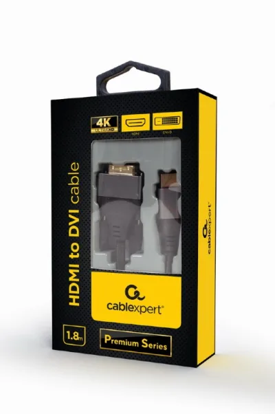 CABLU video GEMBIRD, adaptor HDMI (T) la DVI-D SL (T), 1.8m, 18+1pin, conectori auriti, rezolutie maxima 4K (3840 x 2160) la 30 Hz, negru, "CC-HDMI-DVI-4K-6" (timbru verde 0.18 lei)