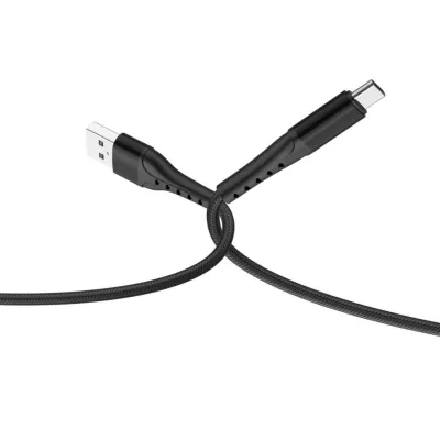 Cablu Lemontti Bending Aluminum Fast Charge, USB A/ USB C, 2m, Negru